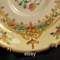 Royal Worcester Riviera 4 Cups 5 Saucers Floral Hand Painted Raised Enamel 1928