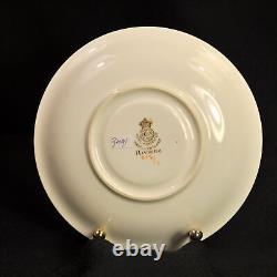 Royal Worcester Riviera 4 Cups 5 Saucers Floral Hand Painted Raised Enamel 1928