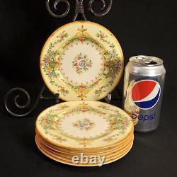 Royal Worcester Riviera 7 Bread & Butter Plates Hand Painted Raised Enamel 1929