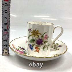 Royal Worcester Roanoke White demitasse Tea Cup and Saucer flower set of 6