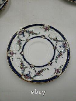 Royal Worcester Rosemary Tea Cup Saucer Sets Blue Floral Pattern Lot of 9 v4