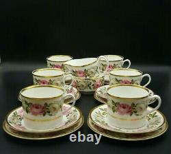 Royal Worcester Royal Garden Tea Cups, Saucers, Plates (Tea Trios)-Set of 6