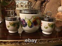 Royal Worcester SET Of 3 1 MAXIME+2 Small Egg Coddlers Pershaw&Gooseberry VGC