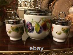 Royal Worcester SET Of 3 MAXIME+2 Standard Egg Coddlers Pershaw&Gooseberry VGC