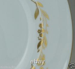 Royal Worcester Saguenay Salad Plate Set 12 White, Gold Leaf Flower Garland