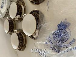 Royal Worcester Sandringham English Porcelain Cobalt 18 PCs. Set Of 6, New