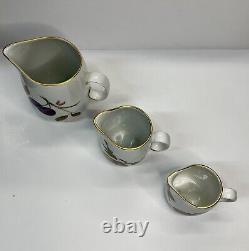 Royal Worcester Set Creamers And Tray Bone China Apple Berry Design&