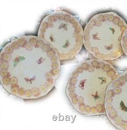 Royal Worcester Set Of 11 Hand Painted Butterfly 7 1/2 Plates Circa 1886