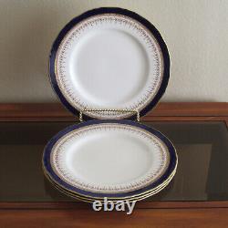 Royal Worcester Set Of 4 Bone China REGENCY Blue & Gold Dinner plate 10 3/4