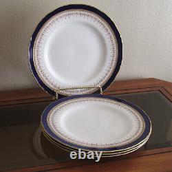 Royal Worcester Set Of 4 Bone China REGENCY Blue & Gold Dinner plate 10 3/4