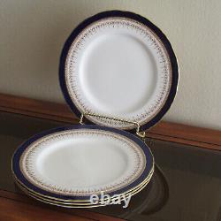 Royal Worcester Set Of 4 Bone China REGENCY Blue & Gold Dinner plate 10 3/4