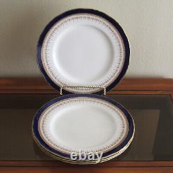 Royal Worcester Set Of 4 Bone China REGENCY Blue & Gold Dinner plate 10 3/4