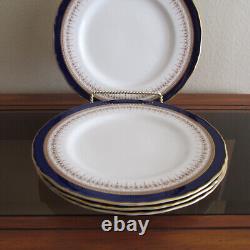 Royal Worcester Set Of 4 Bone China REGENCY Blue & Gold Dinner plate 10 3/4