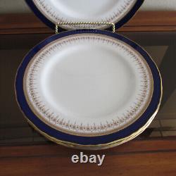 Royal Worcester Set Of 4 Bone China REGENCY Blue & Gold Dinner plate 10 3/4