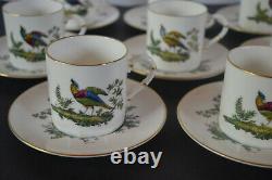 Royal Worcester Set Of 8 Demitasse Cups With Saucers Pheasants