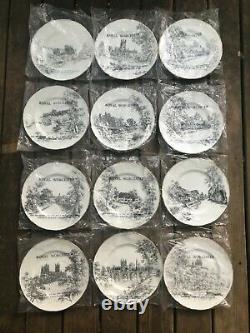 Royal Worcester Set of 12 Plates Windsor Palace Heneford Canterbury Cathedral