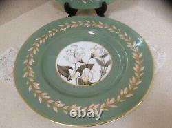 Royal Worcester Set of Twelve (12) Dinner Plates 10 1/2 Floral Gold Sage Green