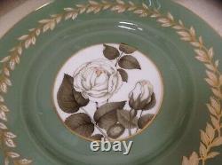 Royal Worcester Set of Twelve (12) Dinner Plates 10 1/2 Floral Gold Sage Green