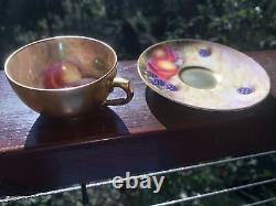 Royal Worcester Signed Hand Painted Miniature Cup And Saucer Fruit Freeman
