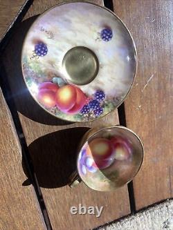 Royal Worcester Signed Hand Painted Miniature Cup And Saucer Fruit Freeman