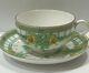 Royal Worcester Vintage Beige & Green Floral Theme Tea Cup & Saucer Set