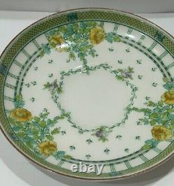 Royal Worcester Vintage Beige & Green Floral Theme Tea Cup & Saucer Set