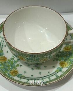 Royal Worcester Vintage Beige & Green Floral Theme Tea Cup & Saucer Set