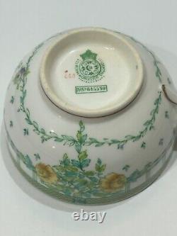 Royal Worcester Vintage Beige & Green Floral Theme Tea Cup & Saucer Set