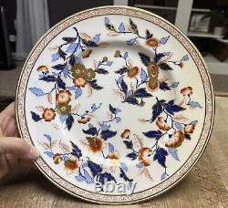 Royal Worcester Vitreous Imari Blue Orange Floral 10 Dinner Plates Set of 8