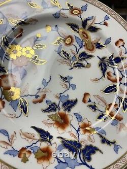 Royal Worcester Vitreous Imari Blue Orange Floral 10 Dinner Plates Set of 8