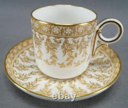 Royal Worcester W 3020 7 Pattern Gold Floral Demitasse Cup & Saucer Circa 1951