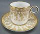 Royal Worcester W 3020 7 Pattern Gold Floral Demitasse Cup & Saucer Circa 1951