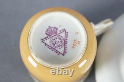Royal Worcester W3434 Pink Blue Floral Ivory & Apricot Demitasse Cup & Saucer