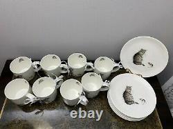 Royal Worcester Wrendale Design mug Cat & Mouse 16 Set Mug and Plates