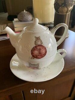 Royal Worcester Wrendale Designs Tea for One Stacking Tea Set, Cat And Mouse