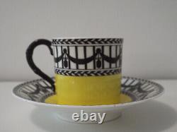 Royal Worcester YellowithBlack Demitasse Cup & Saucer (x2) (Cowell & Hubbard)