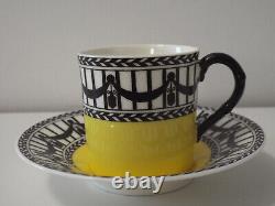 Royal Worcester YellowithBlack Demitasse Cup & Saucer (x2) (Cowell & Hubbard)