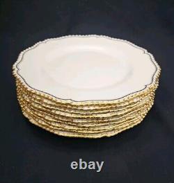 Royal Worcester Z 2218 10.5 Dinner Plates Gold Rim Trim Set of 10