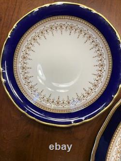 Royal Worcester china, Blue Regency pattern 12 5 piece place settings. 60 pieces