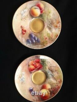 Royal Worcester fruit, hand painted Cups and Saucers Set of 6 signed