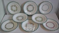 S/8 Royal Worcester Dessert set Diff Florals 2 tazza compotes & 9 3/8 plates