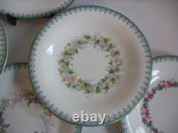 S/8 Royal Worcester Dessert set Diff Florals 2 tazza compotes & 9 3/8 plates