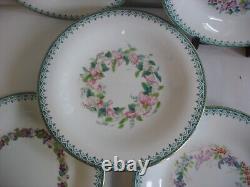 S/8 Royal Worcester Dessert set Diff Florals 2 tazza compotes & 9 3/8 plates