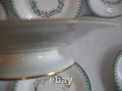 S/8 Royal Worcester Dessert set Diff Florals 2 tazza compotes & 9 3/8 plates