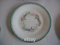 S/8 Royal Worcester Dessert set Diff Florals 2 tazza compotes & 9 3/8 plates