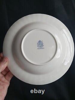 SET 6 Royal Worcester England China MANSFIELD Blue Rimmed Soup Bowls 8