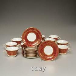 SET OF (12) VINTAGE ROYAL WORCESTER EMBASSY RUBY TEA CUPS With SAUCERS