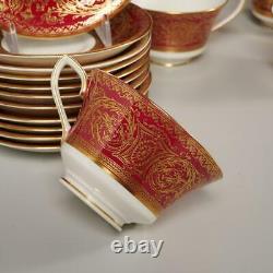 SET OF (12) VINTAGE ROYAL WORCESTER EMBASSY RUBY TEA CUPS With SAUCERS