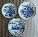 SET OF 3 WORCESTER EARLY PERIOD DR WALL TEA SAUCERS BLUE & WHITE c1770