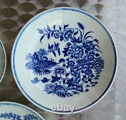 SET OF 3 WORCESTER EARLY PERIOD DR WALL TEA SAUCERS BLUE & WHITE c1770
